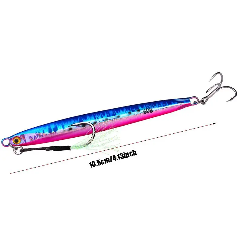 60g/2.1oz Long Casting Iron Plate Fish Lure, Artificial Fishing Lure with Hook, Fishing Accessories for Outdoor Fishing, Fishing Equipment 1