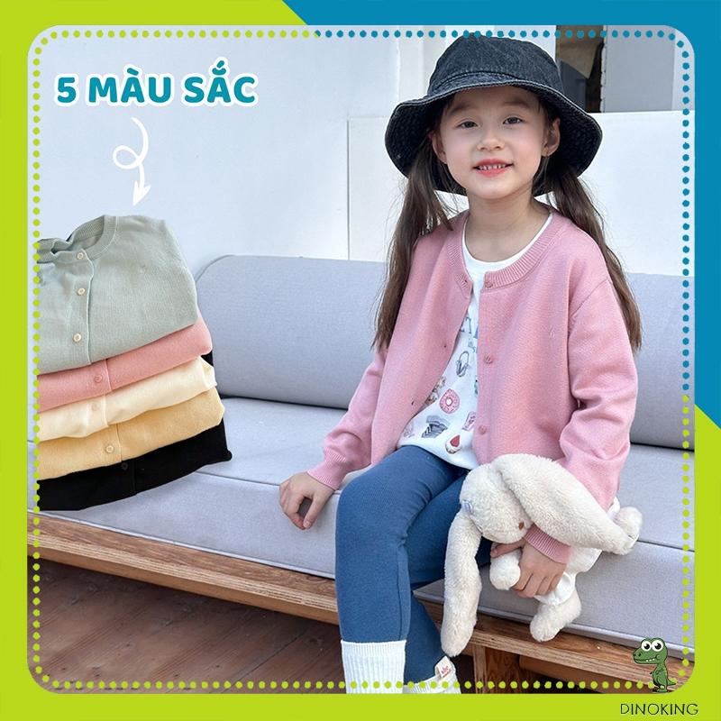 Áo cadigan cho bé gái DINOKING Áo khoác len cardigan trẻ em mùa thu đông 2024 phong cách Hàn Quốc 3 - 9 tuổi AL12
