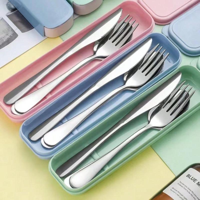 Product Introduction of C&S    Portable Stainless Steel Travel Tableware Set with Storage Box - Chopsticks, Fork, Spoon, Knife, Ideal for Camping, Kitchen Use and as a Christmas Gift 6