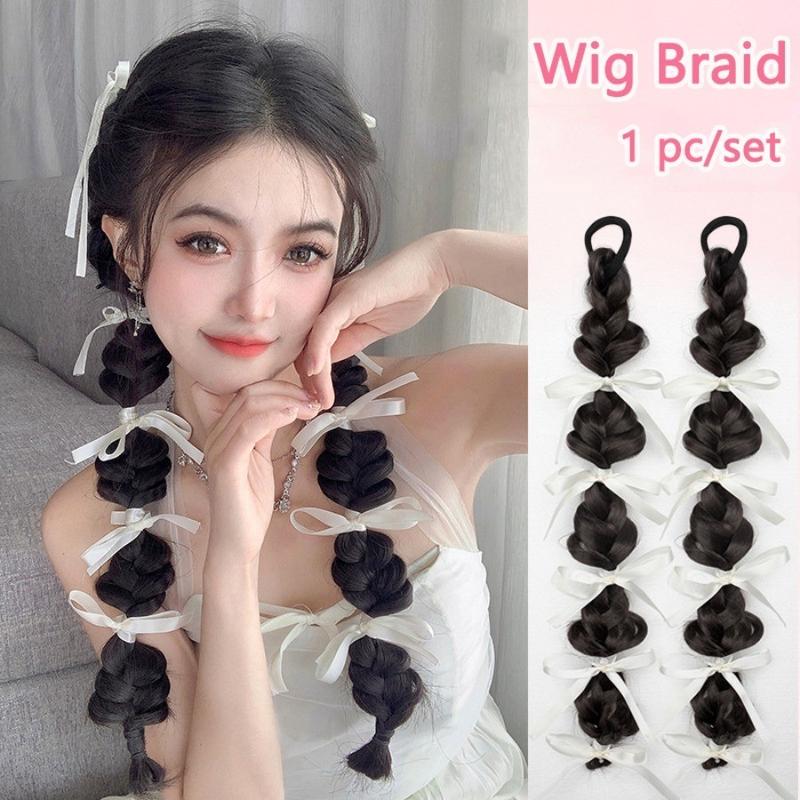 Băng Đô Tóc Giả, Dành Cho Bé Gái, Với Nơ Ruy Băng, Dây Buộc Tóc, Xoắn Công Chúa, Dây Buộc Tóc Giả Bện, Phụ Kiện Tóc