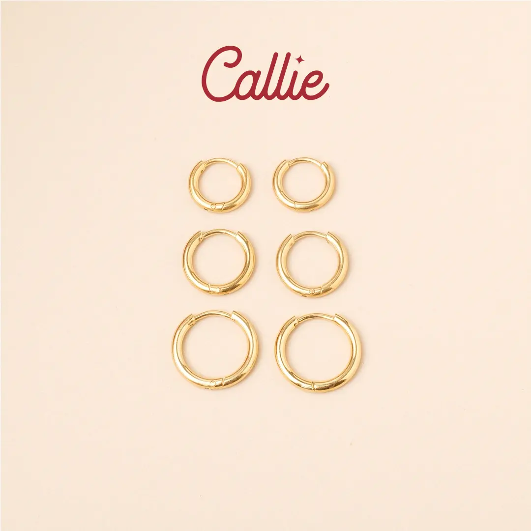 Callie Stainless Steel Non Tarnish Basic Hoop Earrings Gold (sold per pair)