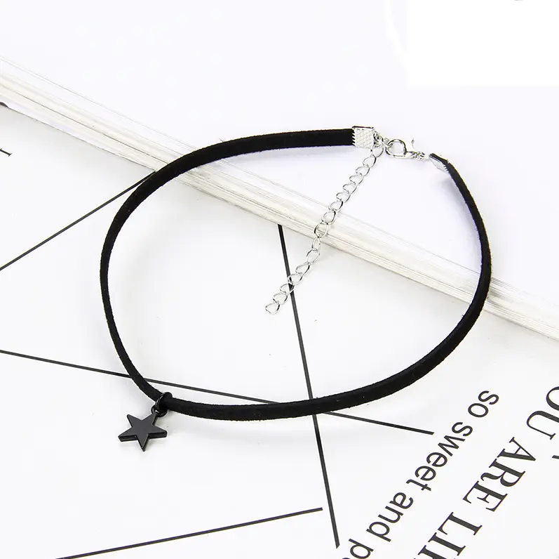 Vòng cổ dây chuyền choker nữ vải treo mặt ngôi sao đen siêu cá tính dự tiệc đám cưới Chain Trang Sức Women Jewelry 3