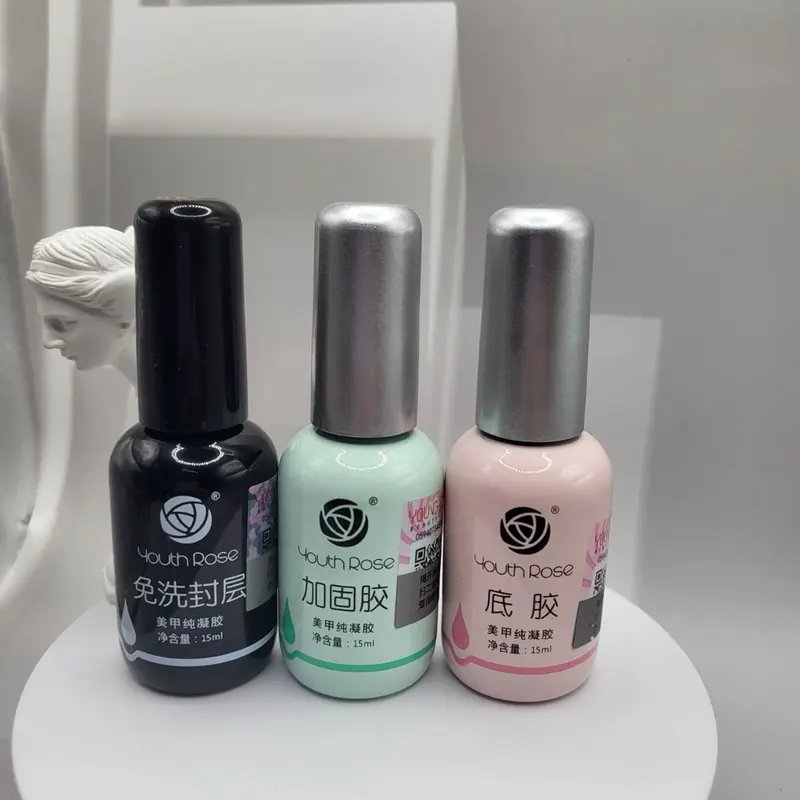 Base top cứng m.óng hoa hồng tem bạc nail chính hãng(hàng nắp dập) chai 15ml 3