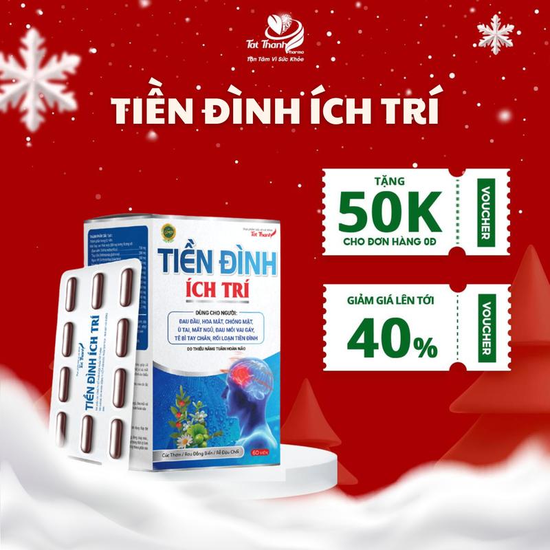 Viên hoạt huyết Tiền Đình Ích Trí Tất Thành Pharma tăng cường tuần hoàn não 60 viên