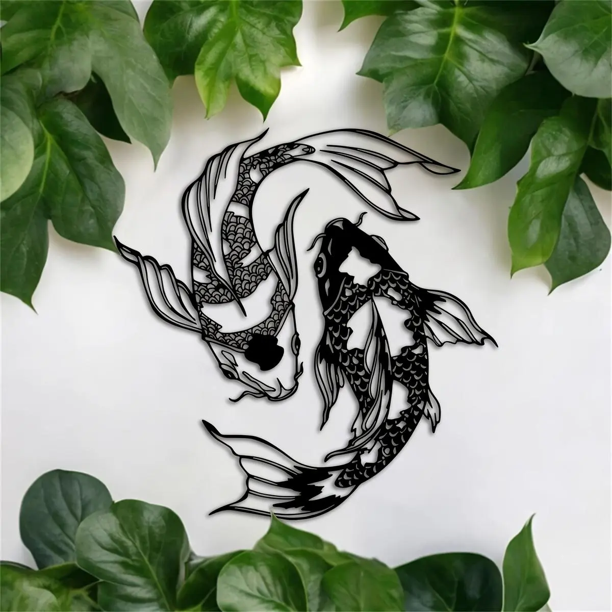 Koi Fish Design Wall Art, 2 Counts/set Metal Wall Decor, Wall Hanging Decor for Home Living Room Bedroom Study Room Office, Poster