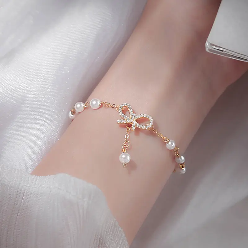 Vòng Tay Quyến Rũ Nơ Cho Nữ, Thời Trang, Chất Lượng Cao, Dây Chuyền Mỏng, Thích Hợp Làm Quà Tặng Hello Girl, Thời Trang 3