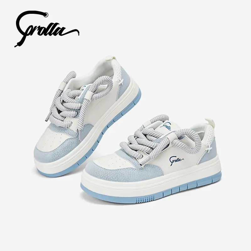 Corolla Giày Thể Thao Sneaker Nữ  Fashion Phong Cách Hàn Quốc Giày Di Học Dế Cao 4.5cm Chống Trượt Dộ Co Giãn Cao Kháng Khuẩn Thoáng KhíGiày Giày Lười màu xanh dương và trắng Dồ Hot Trend Shoes