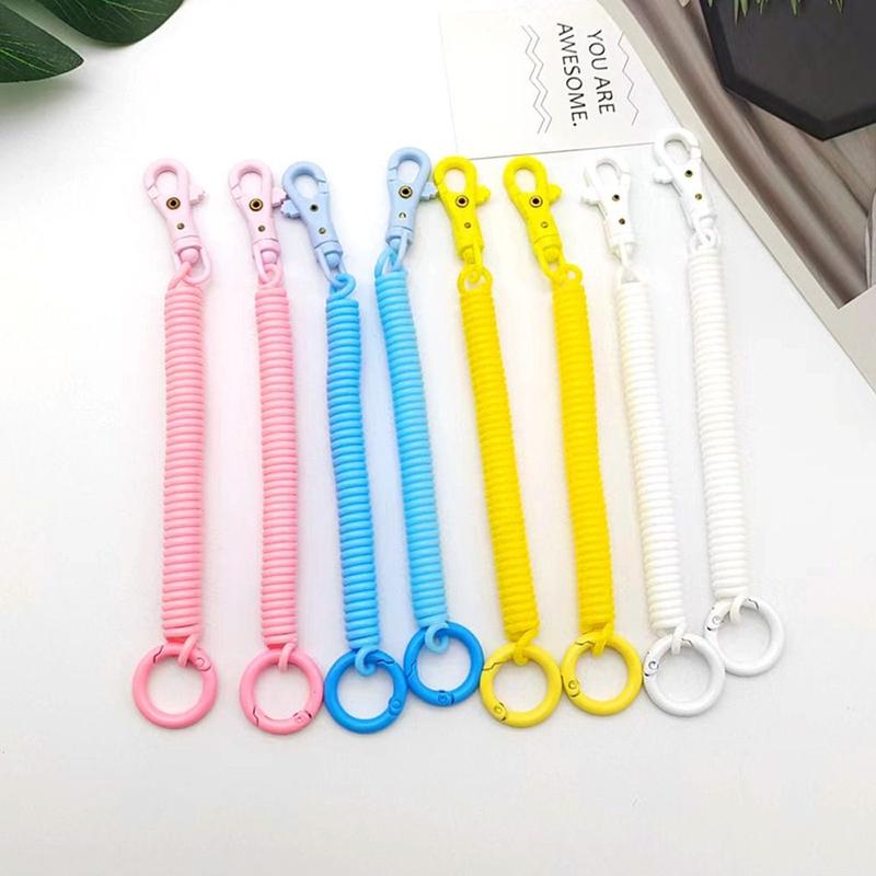 Phụ Kiện Dây Chuyền Chìa Khóa, Dây Coil Co Giãn, Co Giãn, Coil Có Thể Thu Vào, Giá Đỡ Dây Chuyền Chìa Khóa, Móc Chìa Khóa Còi, Móc Chìa Khóa, Móc Chìa Khóa, Móc Chìa Khóa Lò Xo, Thích Hợp Cho Hành Lý Và Thẻ Chìa Khóa ID, Vòng Tay, Móc Chìa Khóa Lò Xo Wome 5