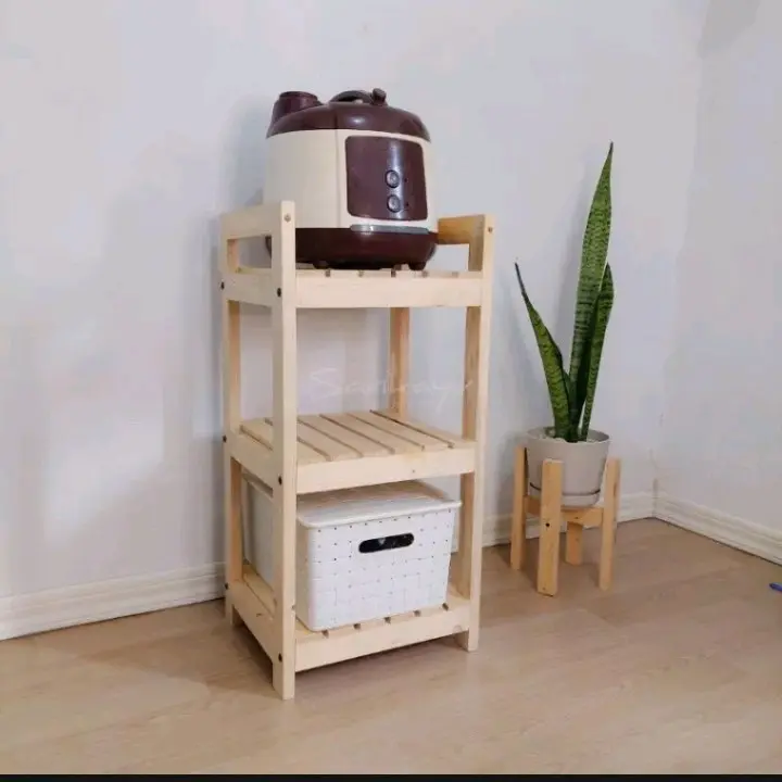 rak kayu 3 susun serbaguna piring