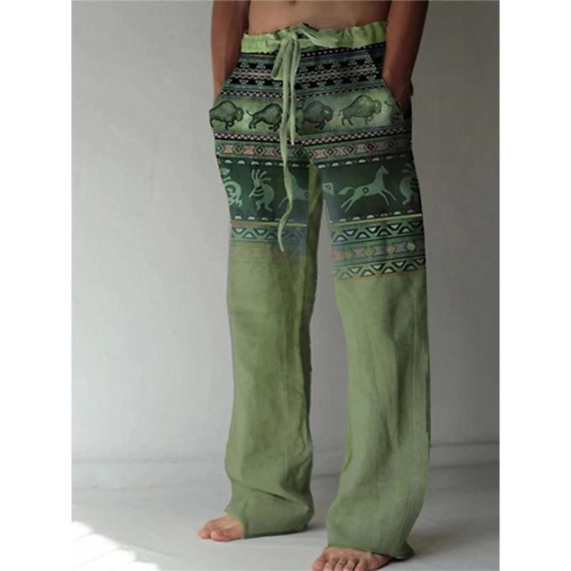 Vintage Loose Patchwork Print Men's Pants Summer Thin Casual Men's Pants Travel Vacation Casual Pants Men's Clothing Sweatpants 6