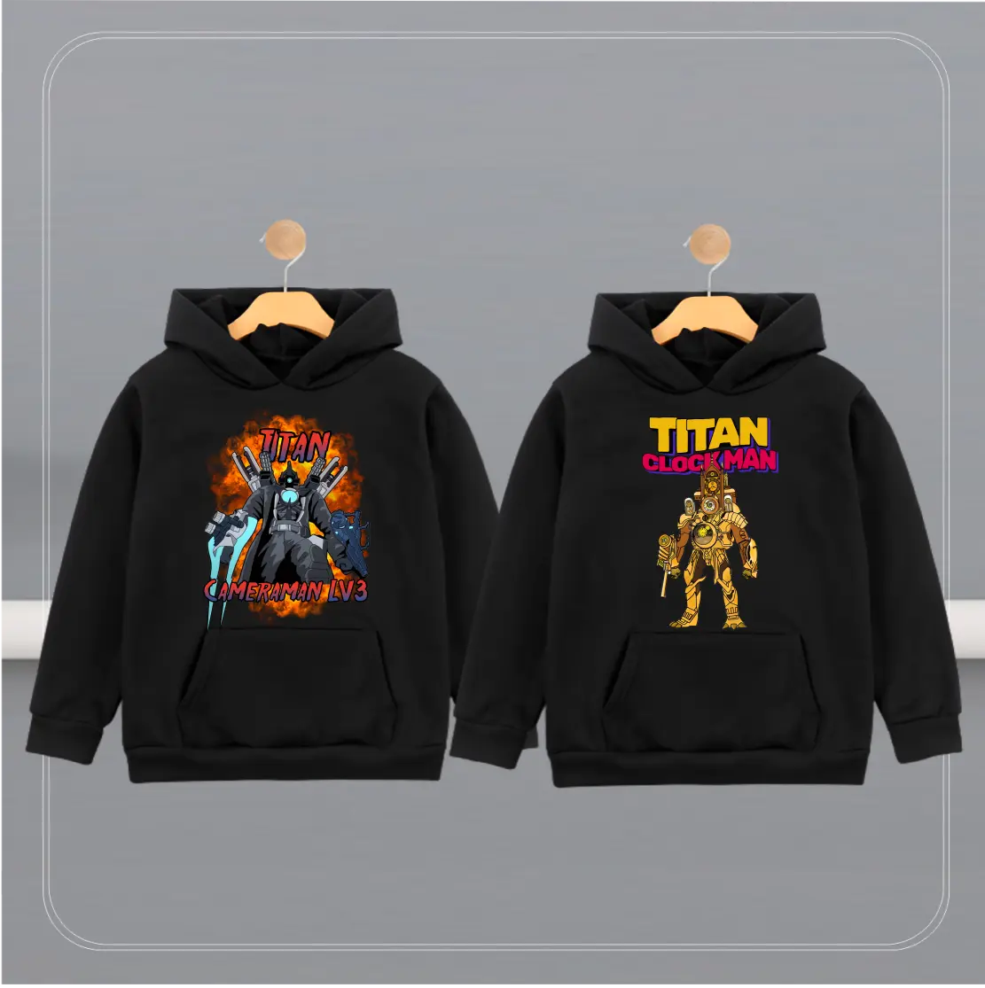 Áo Hoodie Titan Clock Man, Titan Cameraman LV3, Drill Man Skibidi Toilet Màu Đen Cho Bé Trai