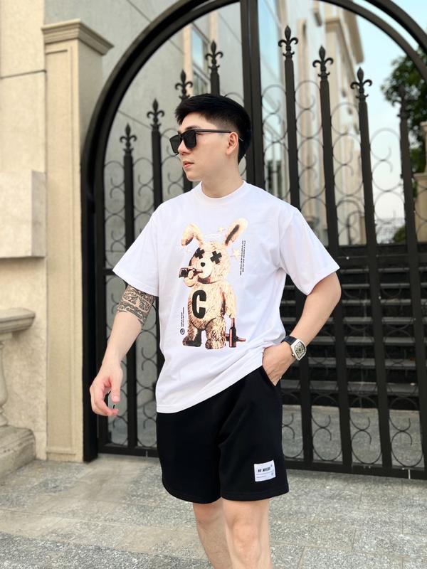 Áo thun Nam/Nữ Unisex hình Thỏ - Chất vải Cotton co giản 2 chiều - SA05 Menswear Cổ Tròn Đen Trắng 5