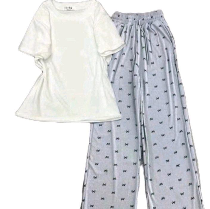 Tổng Hợp Sét Bộ Quần Nơ+Áo Phông CROPTOP trơn cộc tay chất Tăm lạnh siêu xinh 5