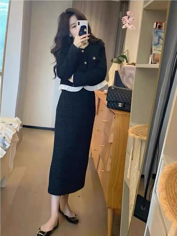 Sét áo dạ kèm chân váy tiểu thư phong cách hàn quốc dành cho nữ