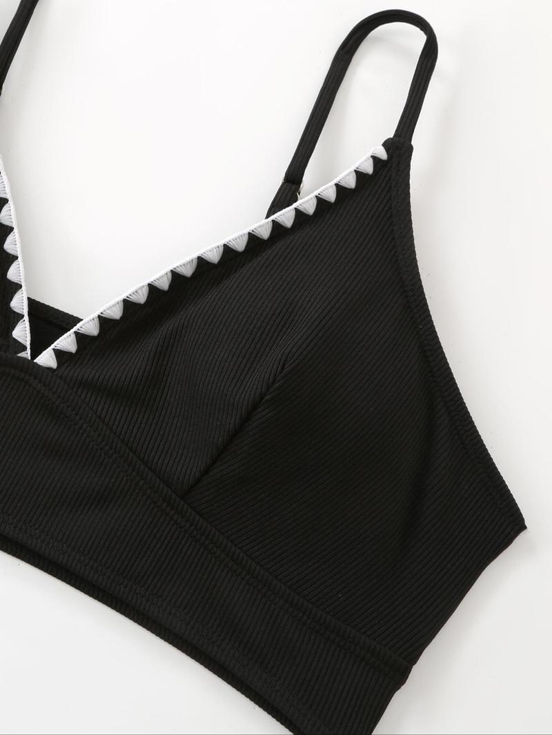 Product Introduction of Two-piece Set Women's Colorblock Bikini Set, Casual Adjustable Strap Swim Top & Swim Bottom Two-piece Swimsuit for Beach Holiday Vacation, Ladies Swimwear for All Seasons 7