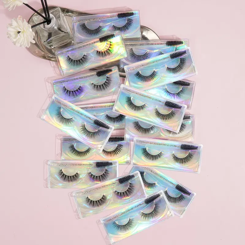 20 Pairs Cat Eye Fluffy False Eyelashes with 20 Disposable Eyelash Brushes, Great for Women & Girls, Valentine's Day Gift 7