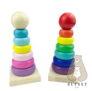 MAINAN EDUKASI SUSUN ANAK RAINBOW TOWER MENARA DONAT MAINAN BALOK KAYU Toys