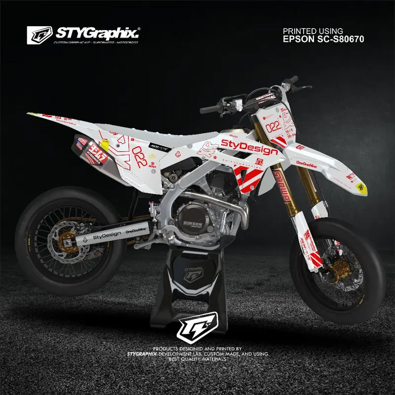 DECAL CRF 450 MERAH PUTIH BISA DI APLIKASIKAN KE GORDON CRF150L KLX DTRACKER WR 1