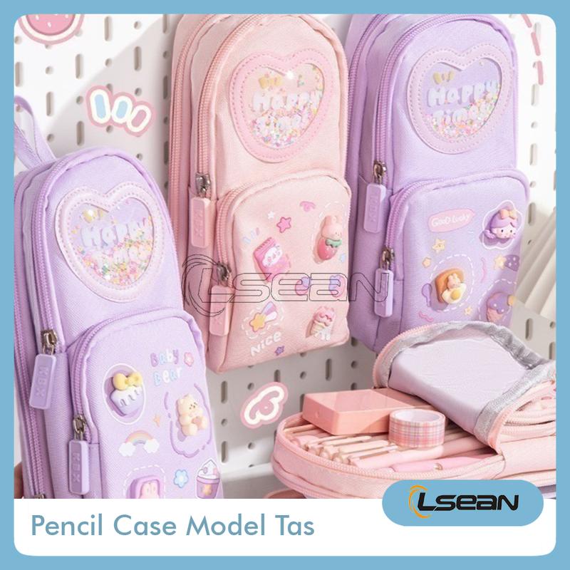 PENCIL CASE HIASAN GLITTER KARAKTER 3D MODEL TAS LUCU KOREA KAPASITAS BESAR Stationery 0