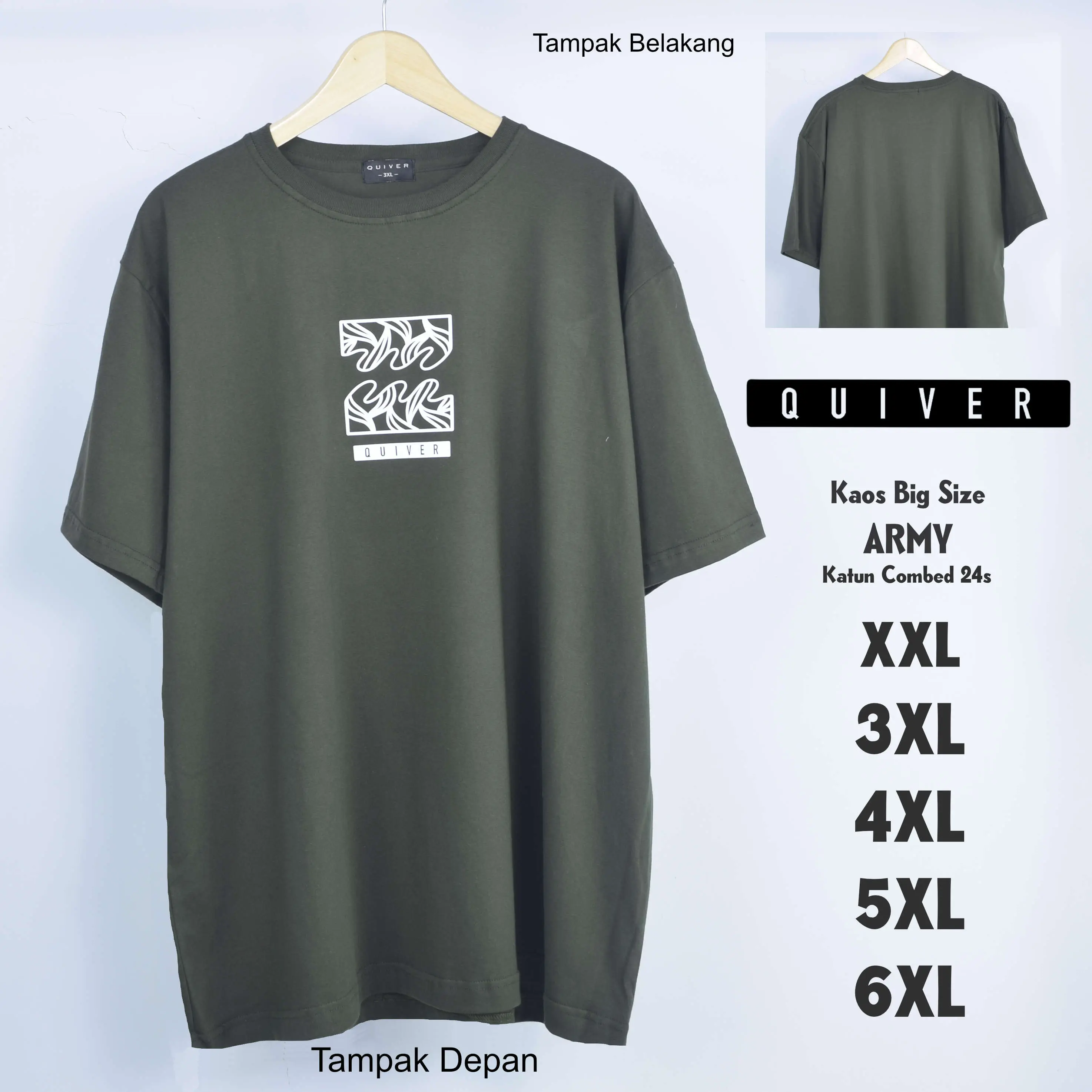 Kaos Quiver Jumbo Big Size Pria XXL 3XL 4XL 5XL 6XL Combed Sablon Distro