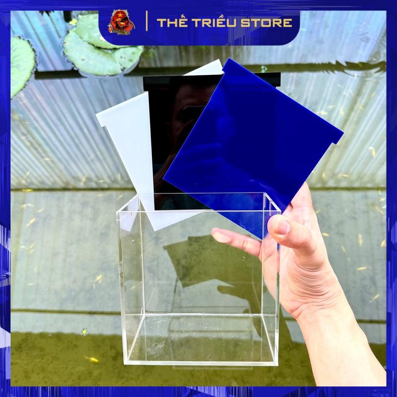 Hồ Show, quay phim, chụp ảnh “Cá guppy, Betta” 15x10x15 / 12x7x12 - Mica Acrylic 4 trong 1 ( 1 keo trong suôt + 3 tấm nền 3 màu TRẮNG, XANH, ĐEN )