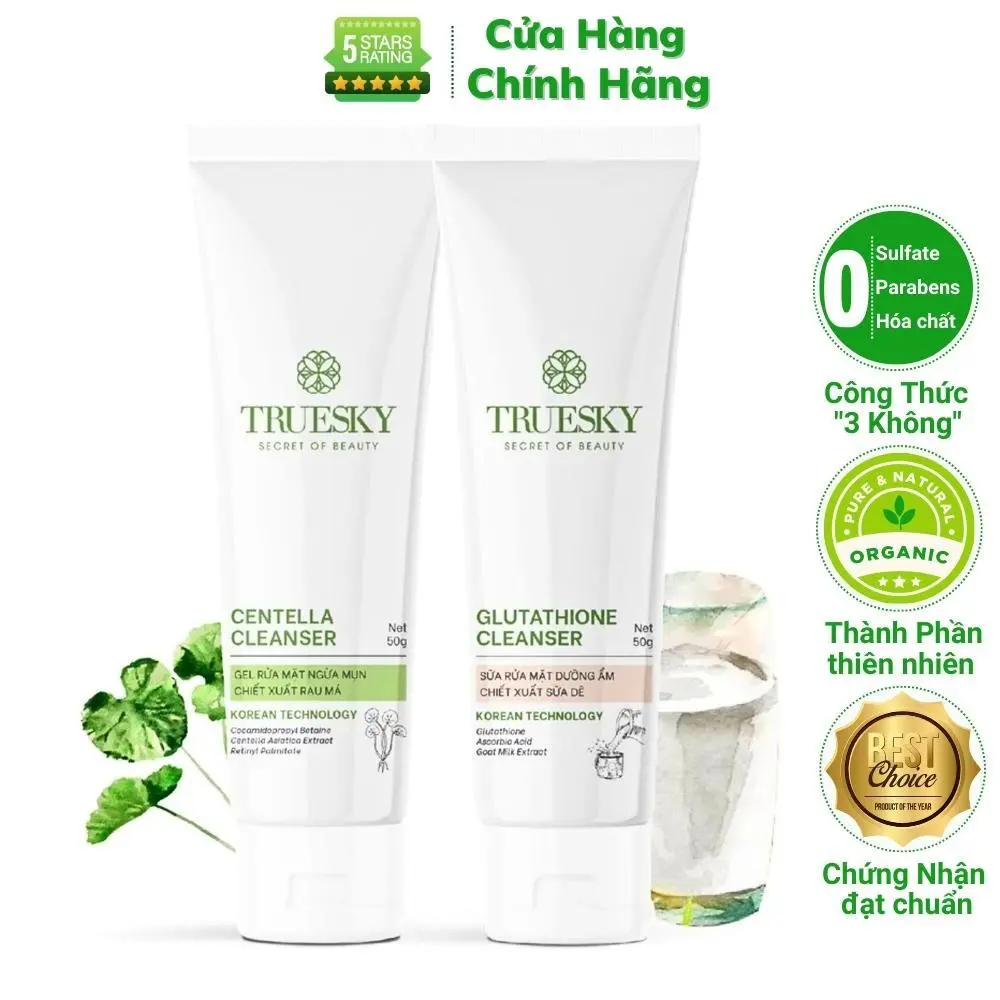 Gel Rửa Mặt Ngừa Mụn Truesky Sữa Rửa Mặt Trắng Da Sạch Sâu Dịu Nhẹ Tẩy Tế Bào Chết Cho Da Khô Hỗn Hợp Dầu Mụn