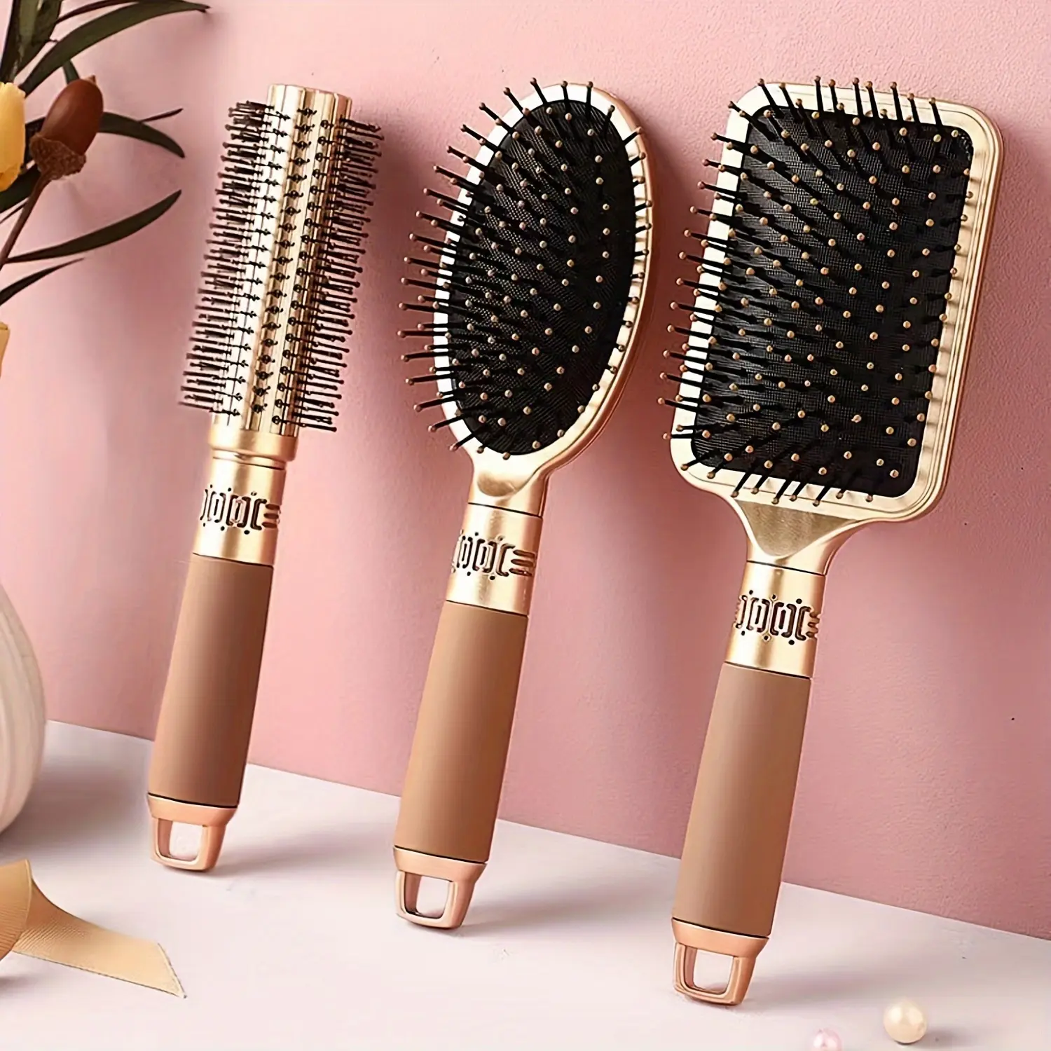 Bộ Lược Tạo Kiểu Tóc, 3 Cái / Bộ, Bao Gồm Lược Đệm Khí, Lược Mát Xa Da Đầu, Lược Con Lăn, Thích Hợp Để Làm Tóc, Bao Gồm Lược Làm Tóc