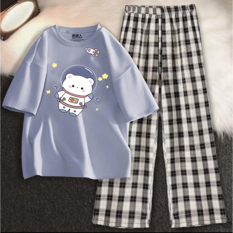 (FREESHIP) Sét Áo phông Gấu phi hành giavàquần karo, Đồ UNISEX mặc ở nhà và đi chơi, chất đẹp, mặc không xù Bé Xinh Shop  Fashion Shop 2