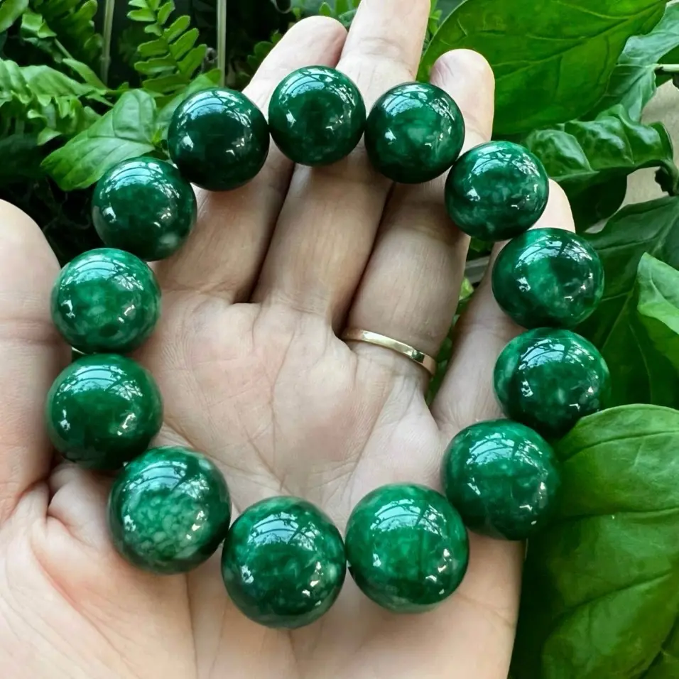 [HCM] CHUỖI VÒNG TAY CẨM THACH VÂN XANH NGUYÊN KHỐI TỰ NHIÊN- KÍCH THƯỚC HẠT TỪ 8 - 16 mm