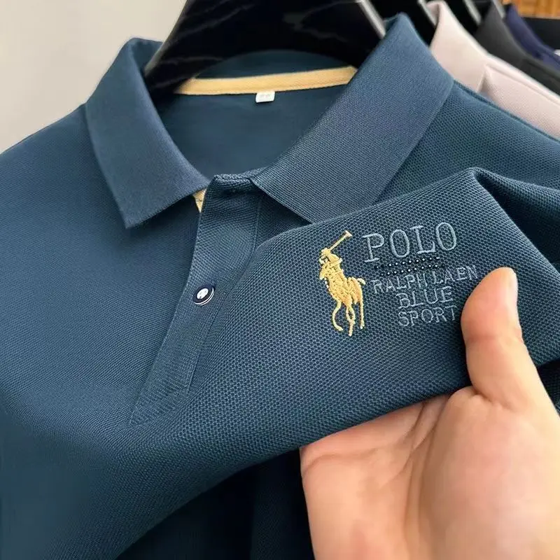 Áo Thun Nam ngắn Tay Hàng Mới Về Mùa Hè, Áo Polo Thêu Cao Cấp, Phong Cách Doanh Nhân, Ngoại Cỡ, Dễ Phối Đồ, Tay Lửng Cho Nam