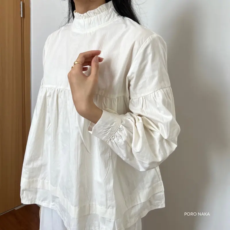 PORO NAKA - AMARA Blouse | Atasan Wanita, Longsleeve Babydoll, Baju Katun Kantor Lengan Panjang Plain