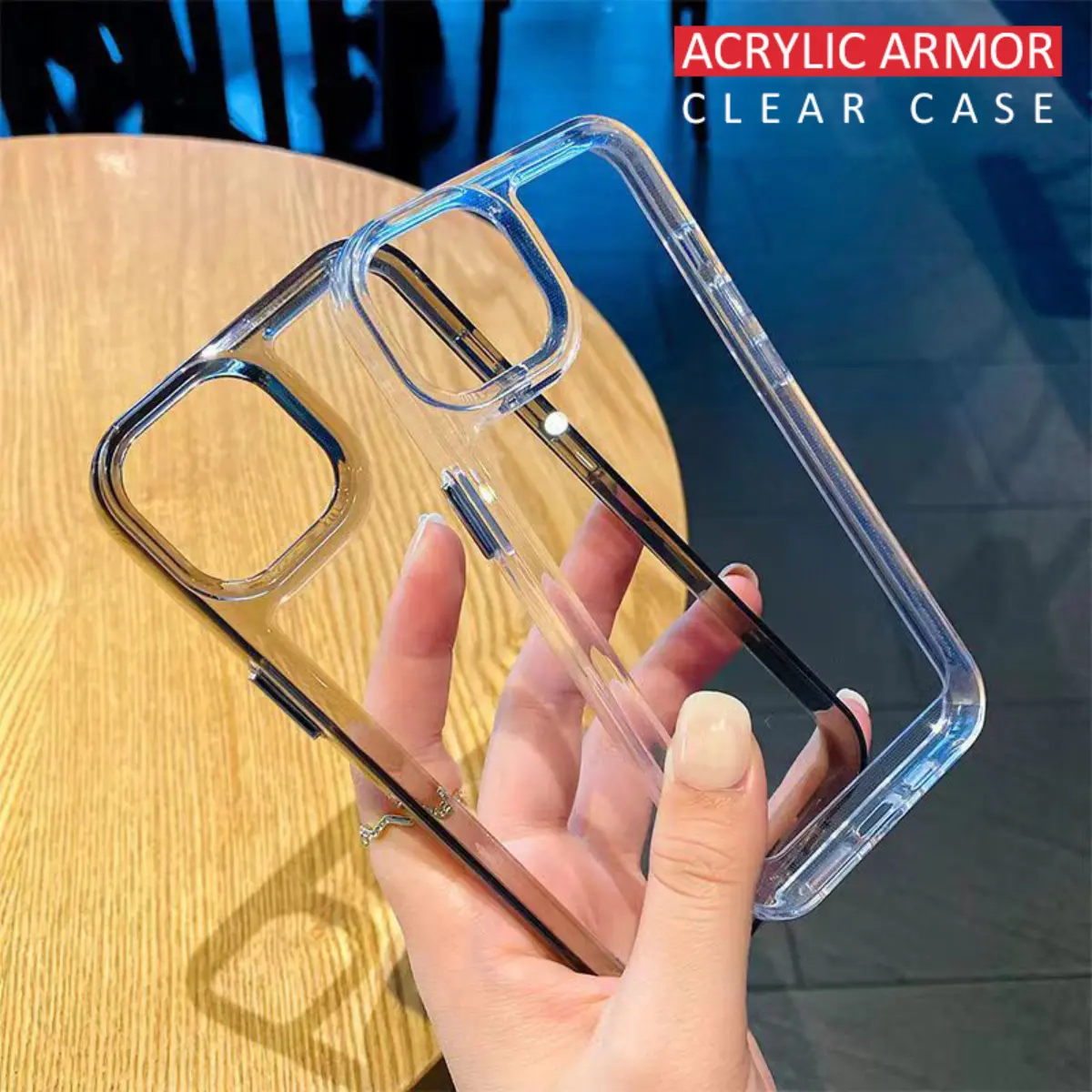 ARMOR ACRYLIC CLEAR CASE iPh*ne 11 12 13 14 15 16 PRO MAX X XR XS 7 8 PLUS SE 2020 2022 Hard Casing iP Hybrid Antishock Tebal Armour Akrilik BENING Transparan Protection
