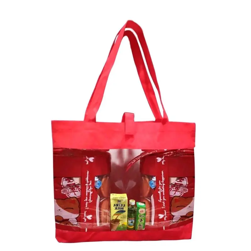 Tas Godie Bag Murah Transfaran Spunbond Custom 30x40x10 Tote Bag Bening Sovenir Pernikahan Pengajian || R-07 Goodie 0