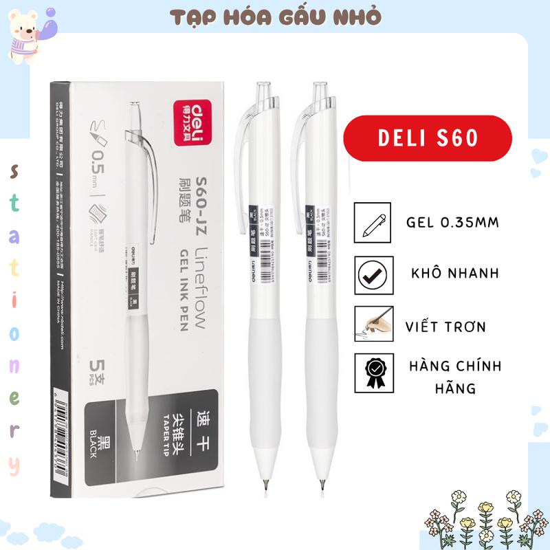 Bút gel DELI S60 mực đen, ngòi 0.5mm [taphoagaunho]