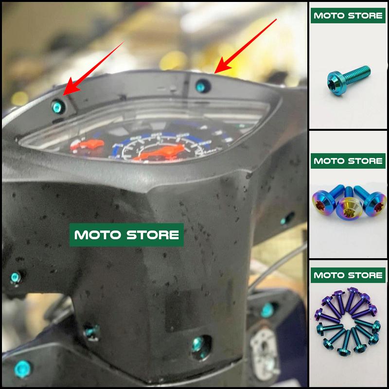 Bộ 6 Ốc Titan gr5 lắp độ dàn đầu Full bộ xe Wave a 100, 110 2007-2022, ốc độ Titan lắp đồng hồ, lắp dàn áo Phụ Tùng