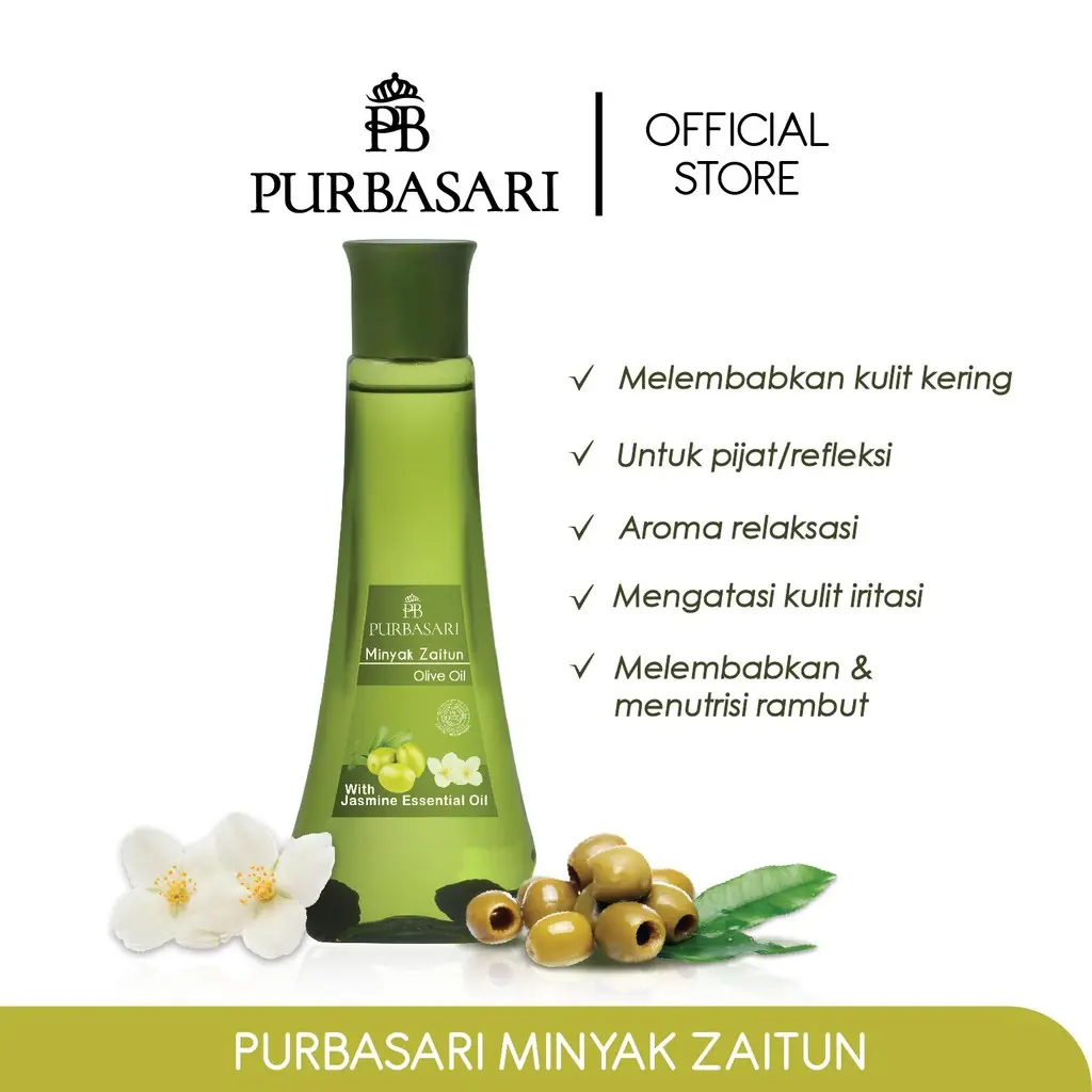 PURBASARI Minyak Zaitun / Body oil - Melembabkan kulit kering - Menutrisi dan menghaluskan rambut