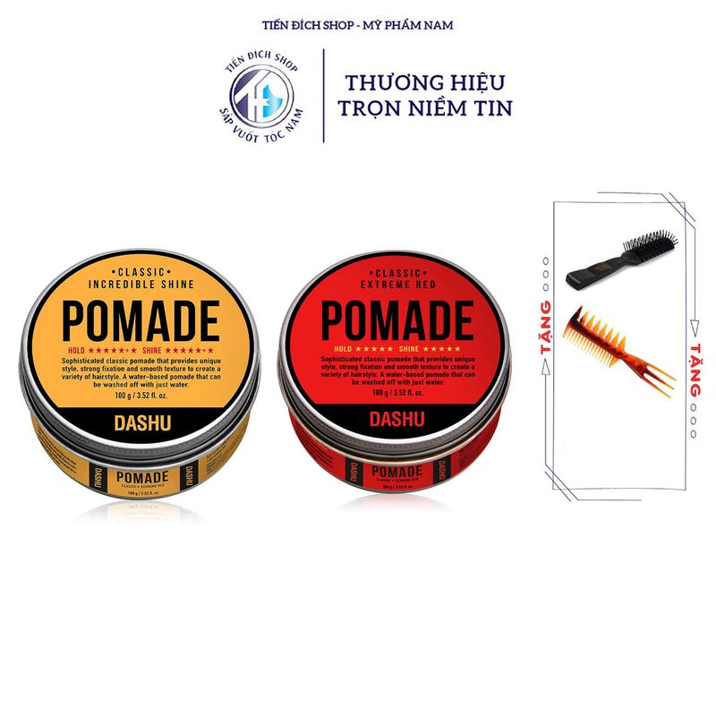 Sáp gốc nước tạo kiểu Dashu Classic Renewal Extreme Red Pomade 100gr VÀ Classic Incredible Shine 100gr cao cấp Hàn Quốc + Tặng lược Chaoba và Texture nam Nữ Women