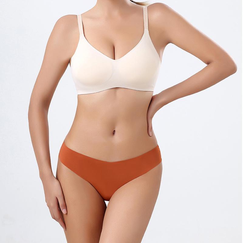 Đồ Lót Nữ, Cạp Thấp, Lụa Lạnh Không Đường May, Cảm Giác Ngầu Với Đáy Quần Cotton, Màu Trơn Quần Lót Hàng Ngày, Thích Hợp Cho Trang Phục Mặc Nhà Và Ngủ, Quần Lót 2