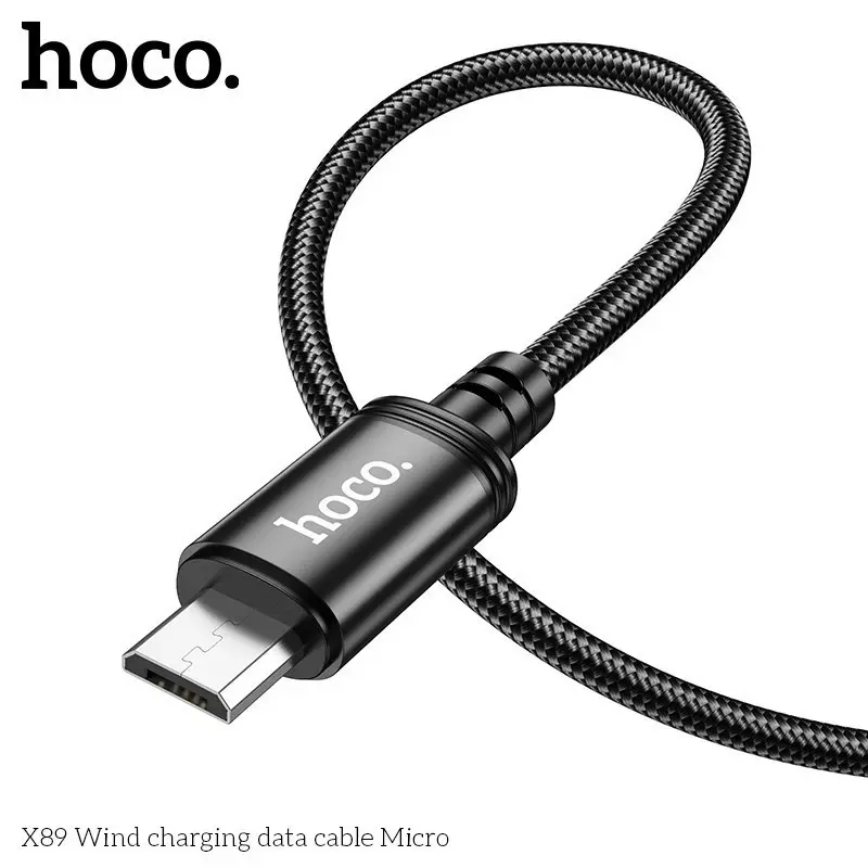 Dây sạc hoco X89, hỗ trợ sạc nhanh 2.4A truyền dữ liệu từ USB sang micro, dây bện dù chống đứt, gãy gập, dài 1m. 2