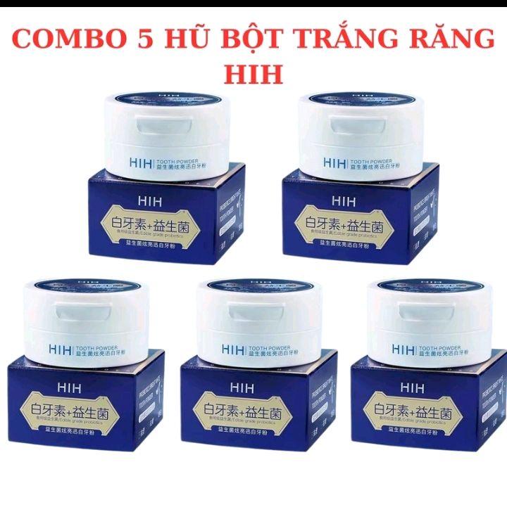 Combo 5 hộp - Bột trắng răng HIH hỗ trợ làm trắng răng, sạch cao răng