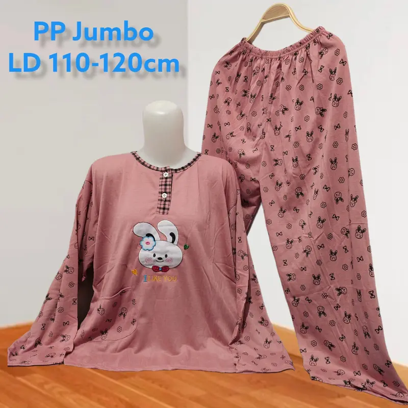 135000 3pcs/setelan pp jumbo wanita/bahan tebal piyama dewasa jumbo random  Bunga Baju Busui 1