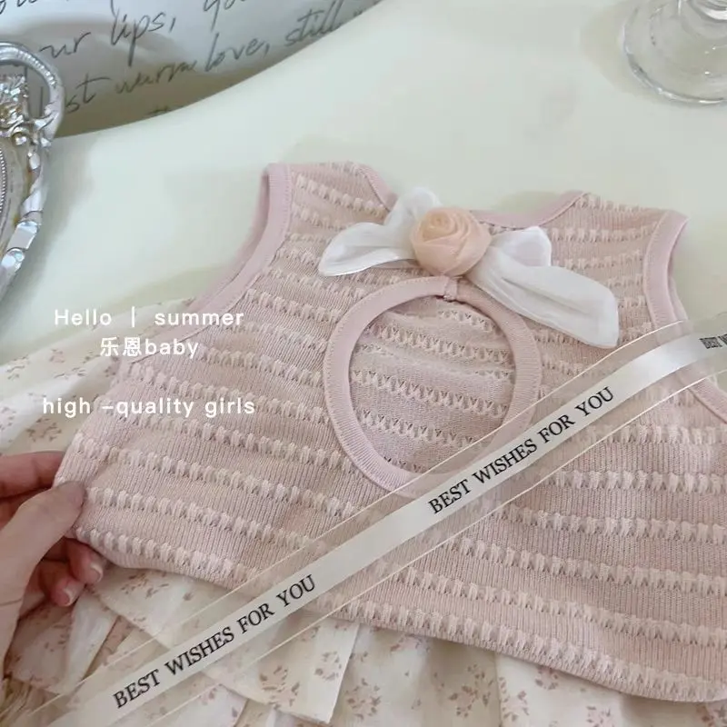 Ready Atasan Setelan Gaya Musim Panas Bayi Perempuan + Celana Pendek Kuncup Bunga Dua Potong Set Pakaian Musim Panas Baru yang Lucu dan Menggemaskan Cewek 3
