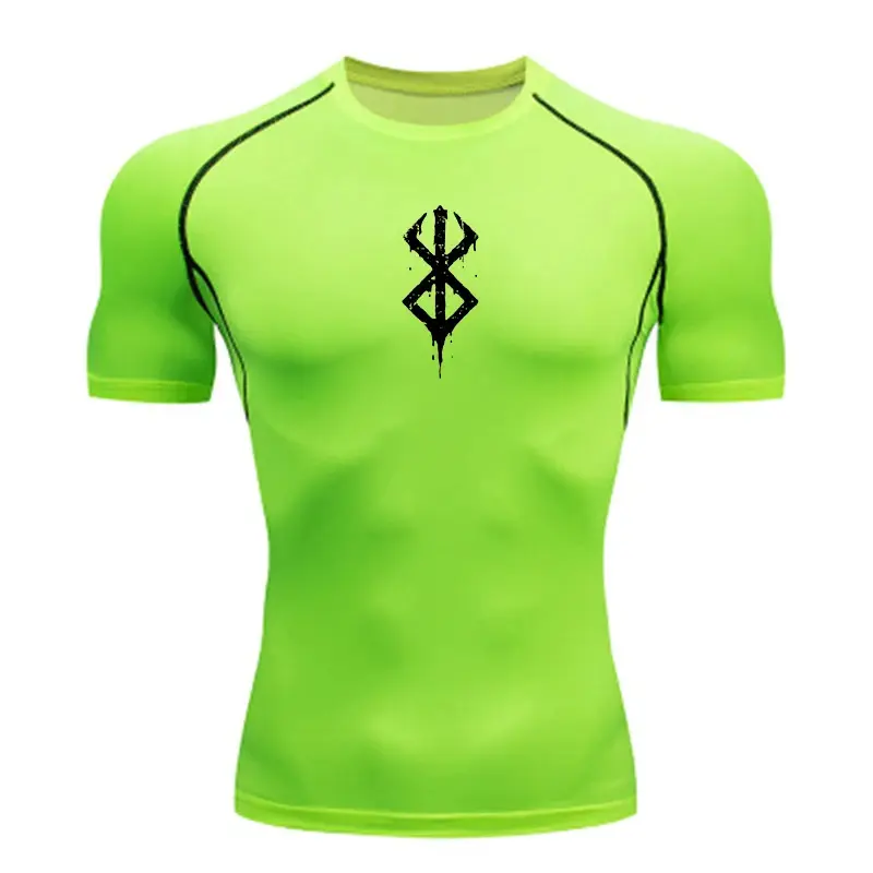 Summer Sports Tops Quick Dry Men's Compression Shirt Short Sleeve Second Skin Gym Workout Short Fitness Running T-Shirt Men Wear 8