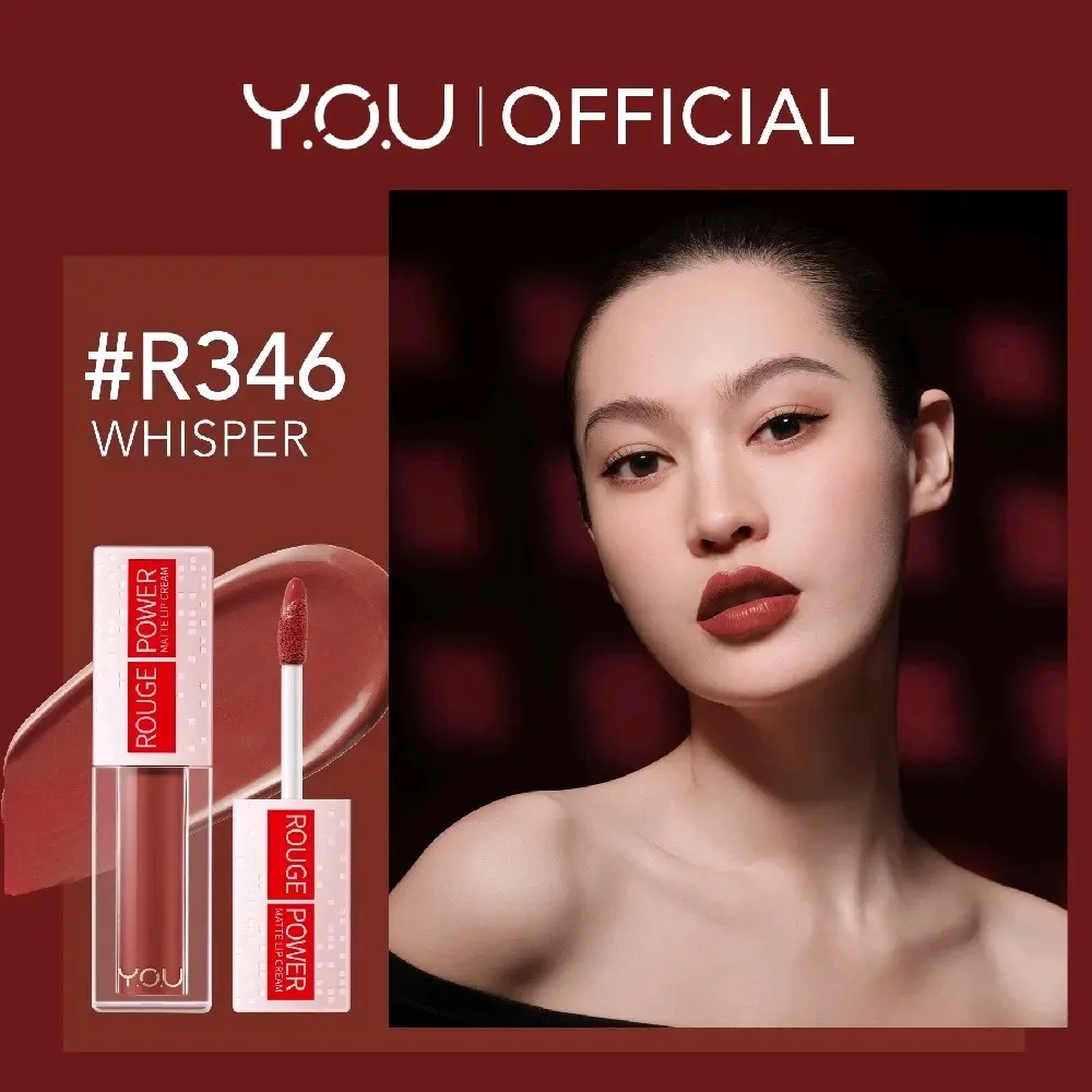 100%Original You Rouge Power Matte Lip Cream Lipstik | Matte Finish | Tahan Lama | Nourishing with Manuka Honey | Kosmetik