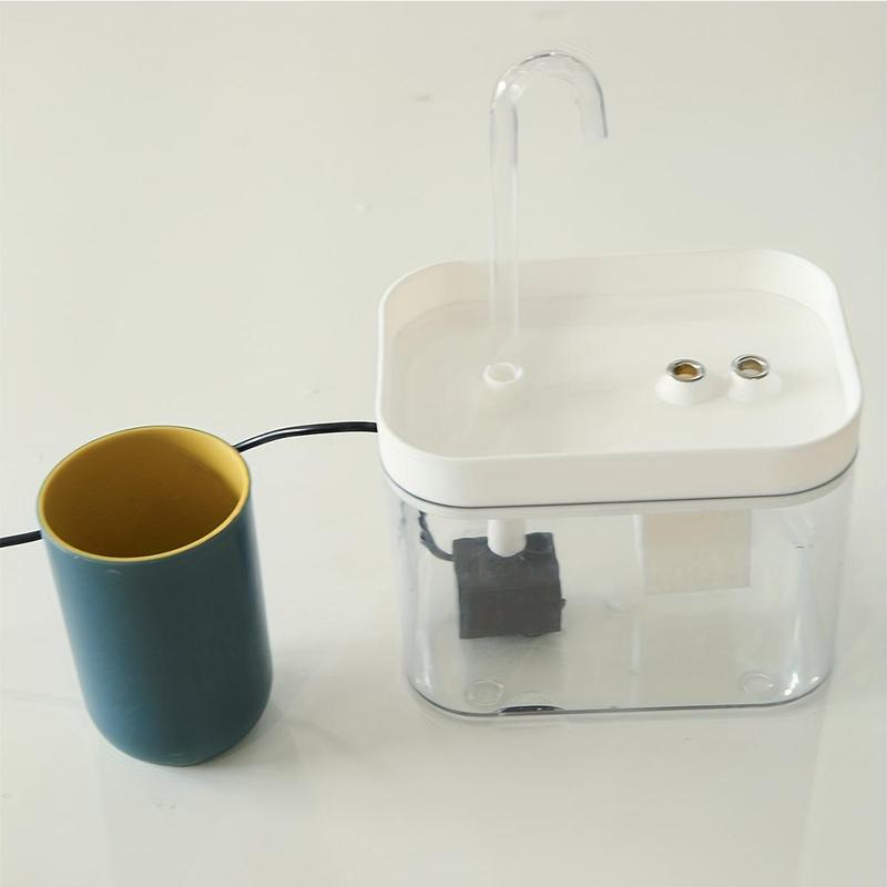 Pet Drinking Fountain, 1.5l Clear USB Rechargeable Automatic Water Bowl With Elbow, Feeding Supplies For Cats, Dogs & Birds 4