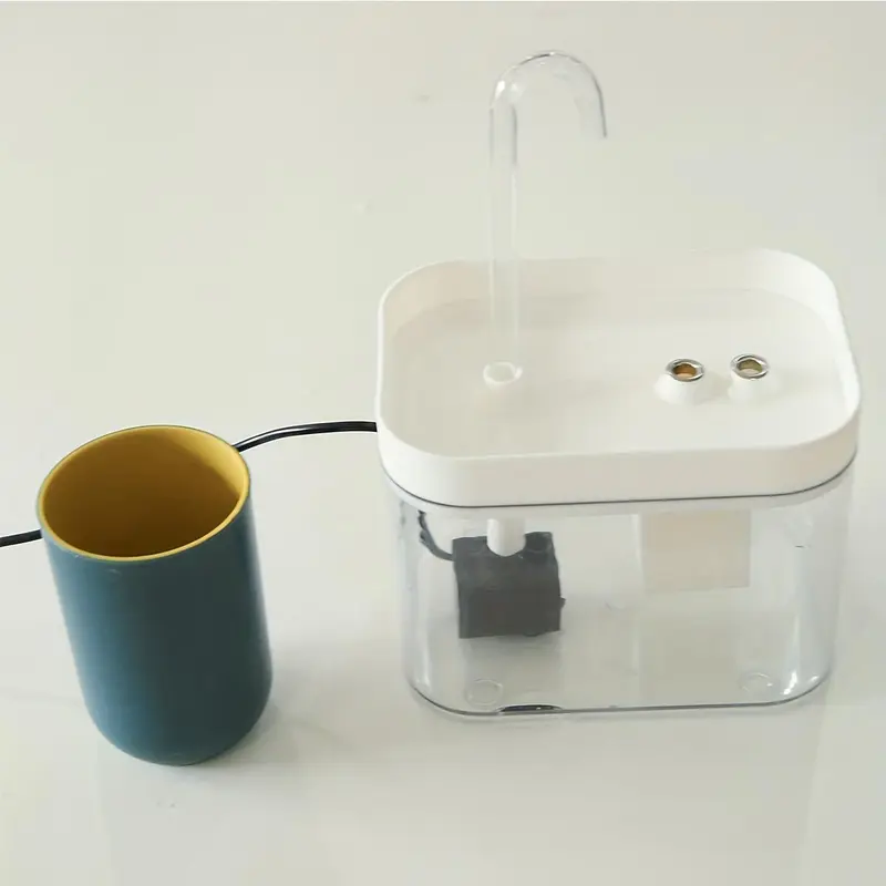 Pet Drinking Fountain, 1.5l Clear USB Rechargeable Automatic Water Bowl With Elbow, Feeding Supplies For Cats, Dogs & Birds 4