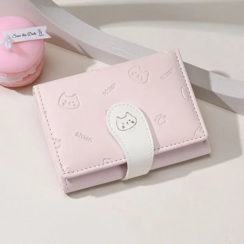 Ví Hello Kitty, Thiết Kế Mèo KT Dễ Thương, Có Thể Gập Lại, ví đựng tiền Xu Ngắn, Phong Cách Hàn Quốc, Thích Hợp Cho Học Sinh, Cỡ Nhỏ, Thời Trang Hoạt Hình, ví đựng tiền Xu, Ví 0