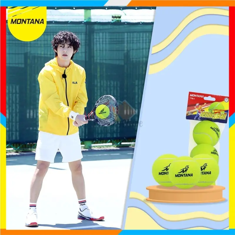 Tennis Ball / Bola Tenis / Bola Kasti hijau 1Pack /  3Pcs Raket Outdoor 4