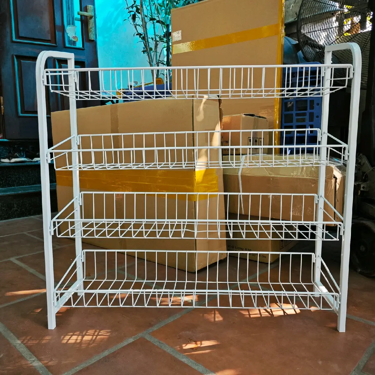Kệ sắt 4 tầng đa năng, giá kệ quầy thu ngân, kệ tạp hóa, kệ siêu thị, nhà bếp KT 70*70*25cm