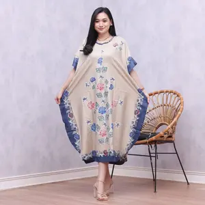 Daster lowo encim-motif bunga-jumbo-busui-bahan rayon premium-daster kelelawar motif cantik adem dipakai Kain Panjang